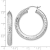 Quality Gold Sterling Silver Rhodium-plated Diamond Cut Hinged Hoop Earrings