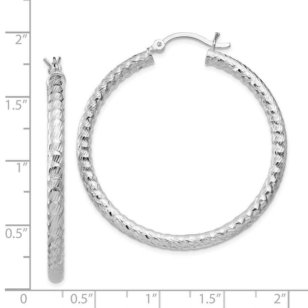 Quality Gold Sterling Silver Polished Diamond-cut Hinged Hoop Earrings