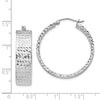 Quality Gold Sterling Silver Rhodium-plated Diamond-cut Hinged Hoop Earrings