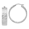 Quality Gold Sterling Silver Rhodium-plated Diamond-cut Hinged Hoop Earrings