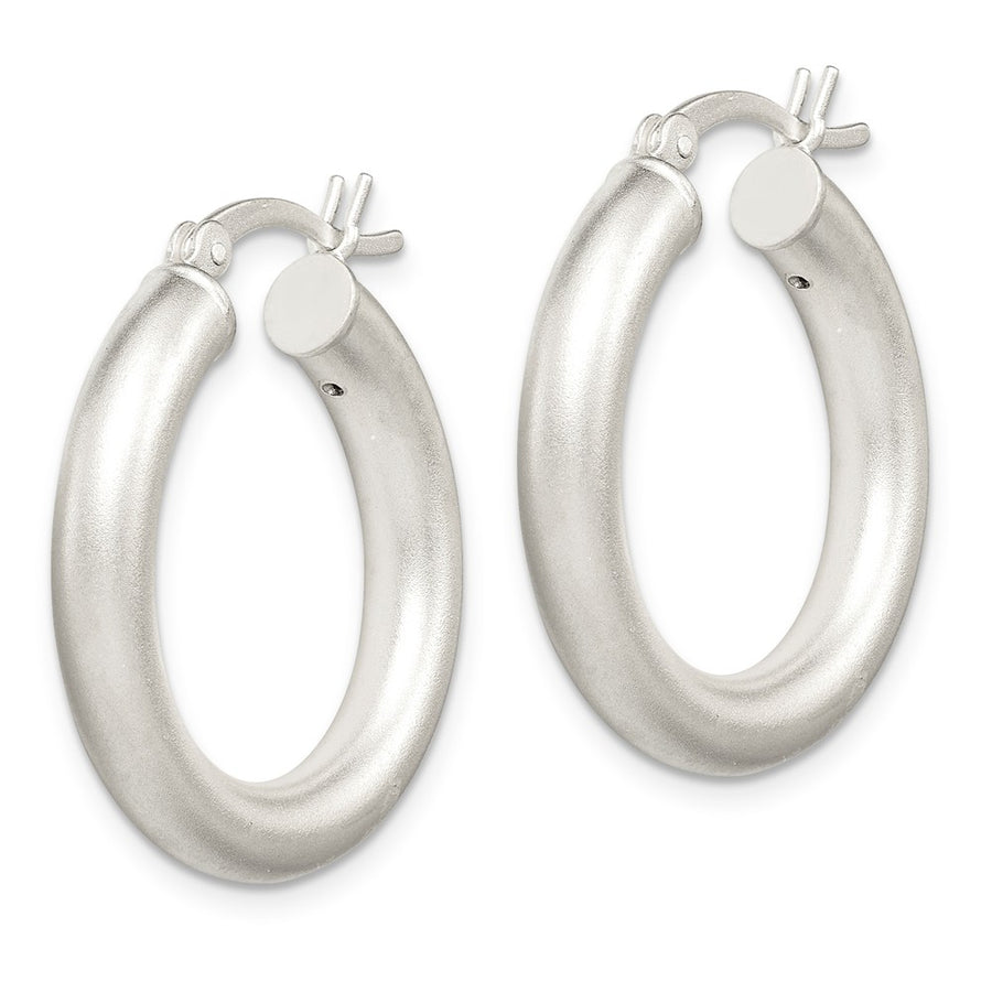 Quality Gold Sterling Silver Satin Finish Hinged Hoop Earrings