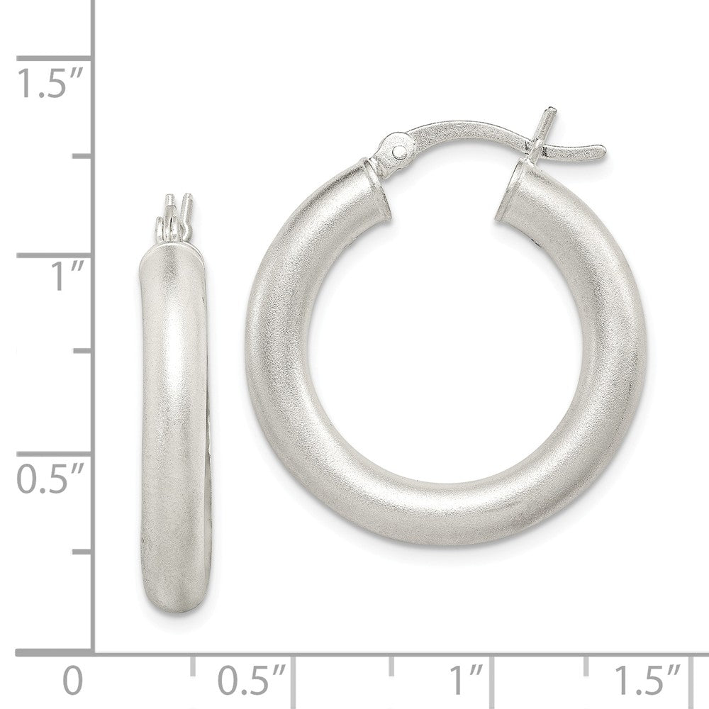 Quality Gold Sterling Silver Satin Finish Hinged Hoop Earrings