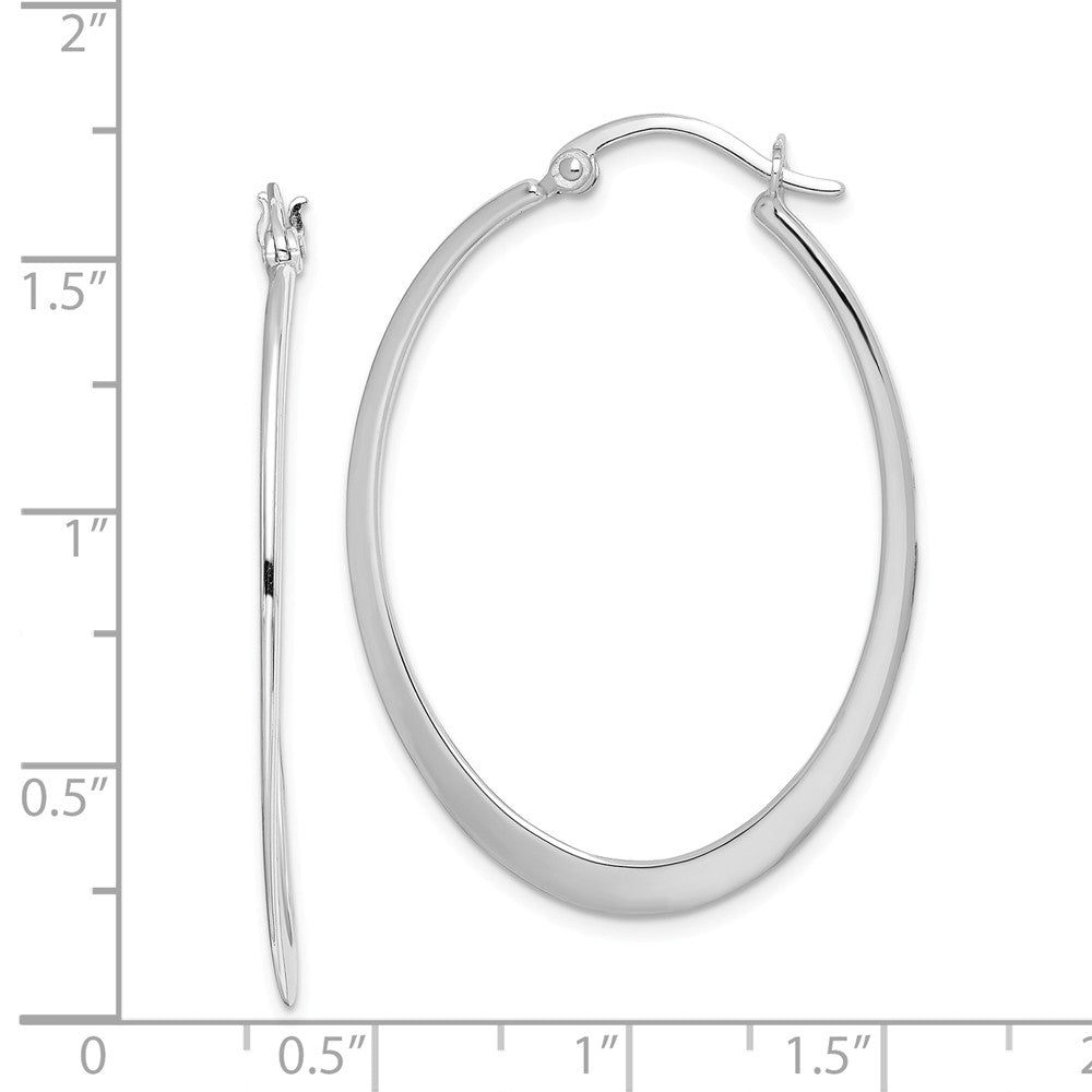 Quality Gold Sterling Silver Rhodium-plated Polished Oval Hinged Hoop Earrings