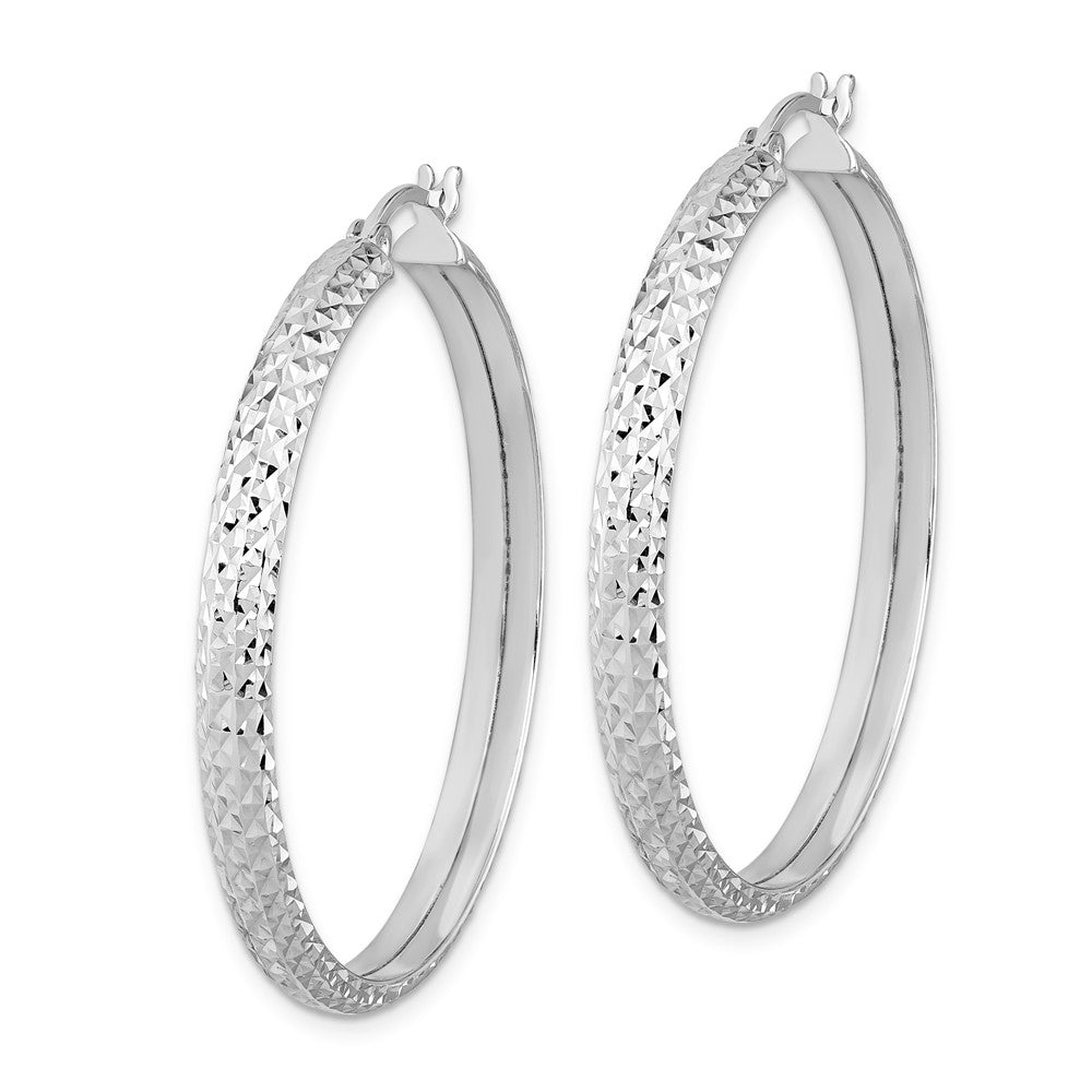 Quality Gold Sterling Silver Rhodium-plated Diamond-cut Hoop Earrings