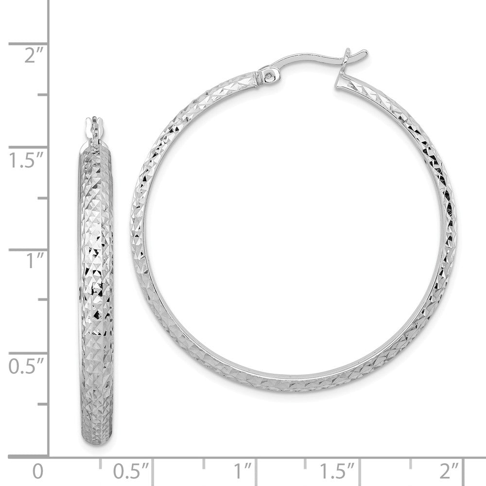 Quality Gold Sterling Silver Rhodium-plated Diamond-cut Hoop Earrings