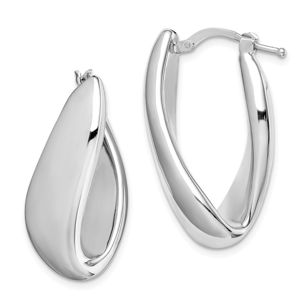 Quality Gold Sterling Silver Rhodium-plated Polished Hollow Hinged Post Hoop Earring