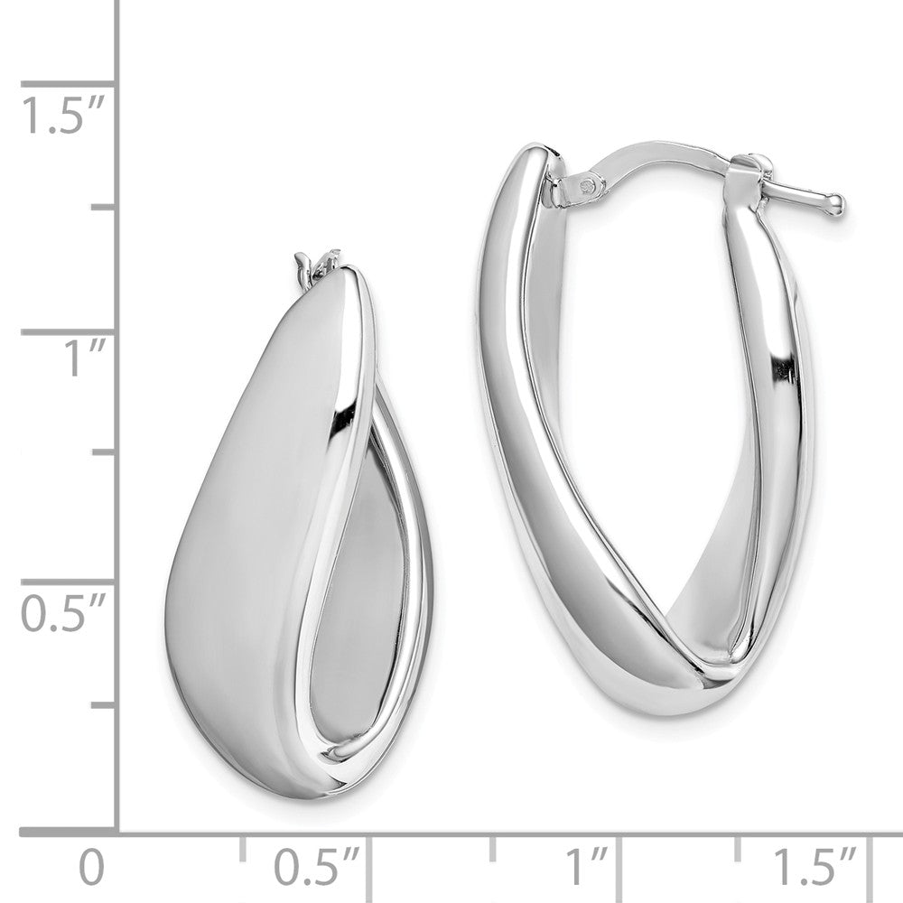 Quality Gold Sterling Silver Rhodium-plated Polished Hollow Hinged Post Hoop Earring