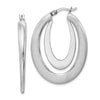 Quality Gold Sterling Silver Rhodium-plated Polished & Brushed Hoop Earrings