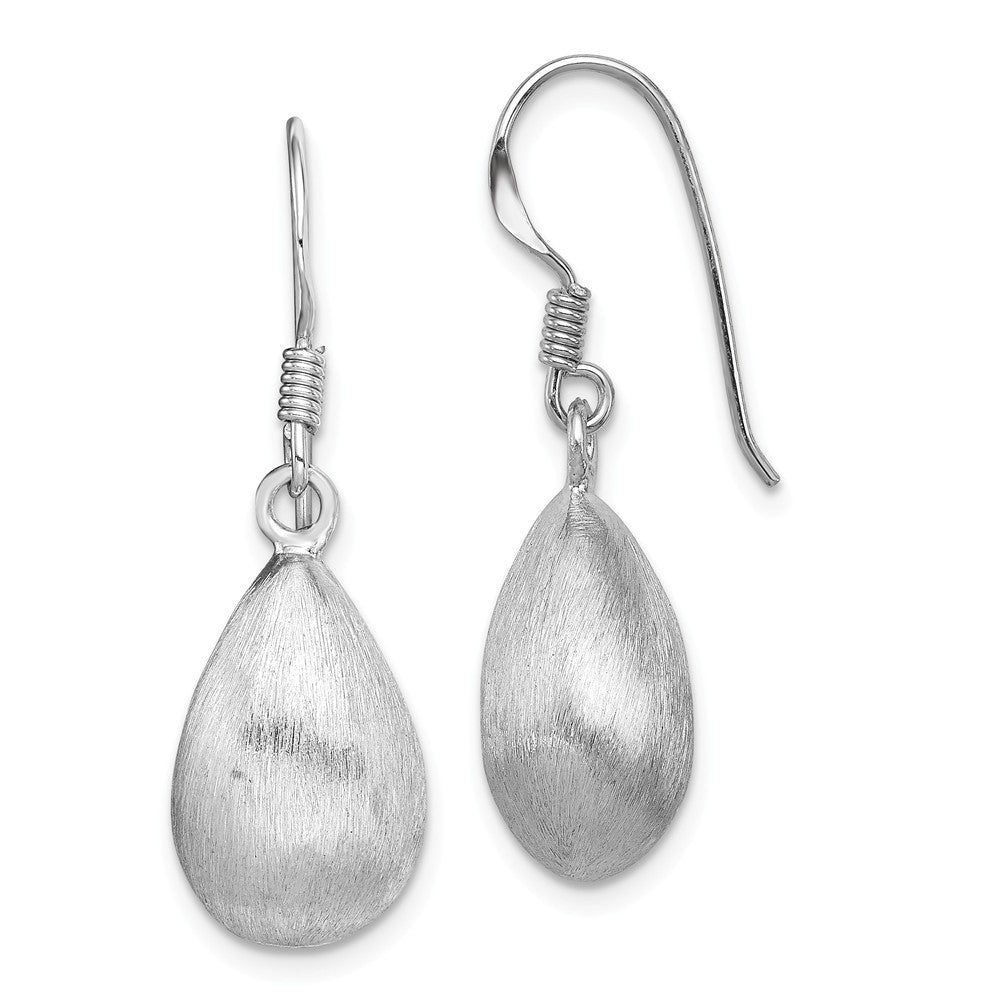 Quality Gold Sterling Silver Rhodium-plated Teardrop Textured Satin Dangle Earrings