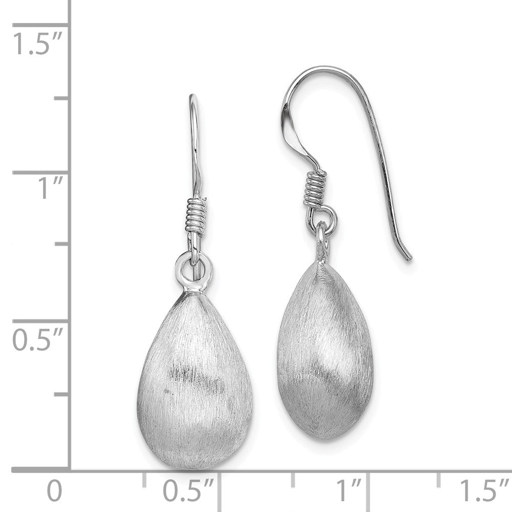 Quality Gold Sterling Silver Rhodium-plated Teardrop Textured Satin Dangle Earrings