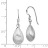 Quality Gold Sterling Silver Rhodium-plated Teardrop Textured Satin Dangle Earrings