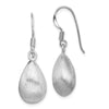 Quality Gold Sterling Silver Rhodium-plated Teardrop Textured Satin Dangle Earrings