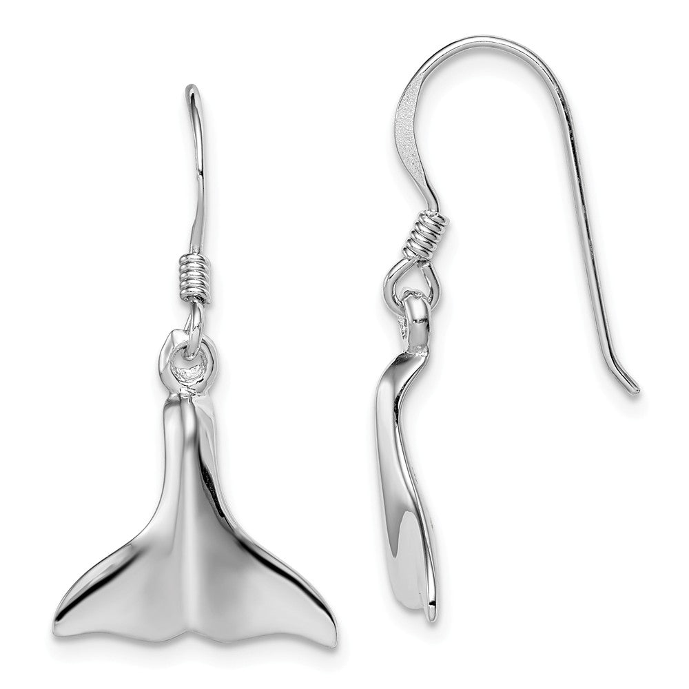 Quality Gold Sterling Silver Rhodium-plated Polished Whale Tail Dangle Earrings