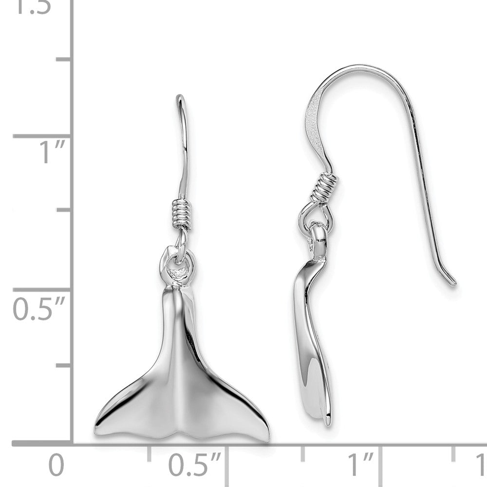 Quality Gold Sterling Silver Rhodium-plated Polished Whale Tail Dangle Earrings