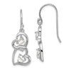 Quality Gold Sterling Silver Rhodium-plated CZ Heart Dangle Shepherd Hook Earrings