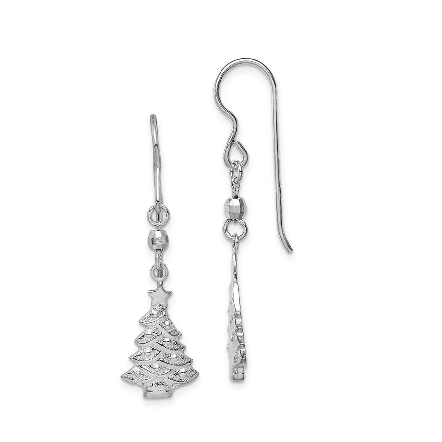 Quality Gold Sterling Silver Rhodium Plated Christmas Tree Dangle Earrings