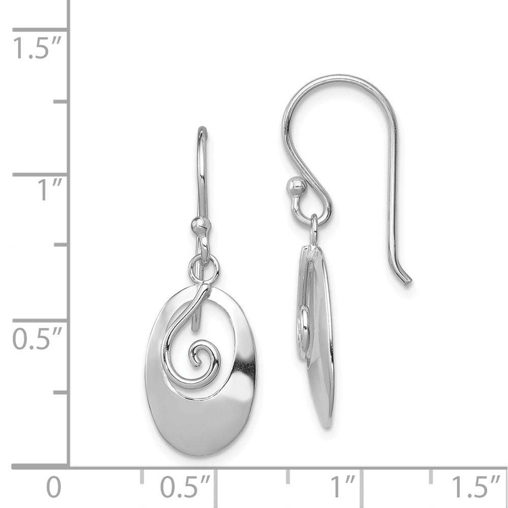 Quality Gold Sterling Silver Rhodium-plated Polished Oval Dangle Shepherd Hook Earrings