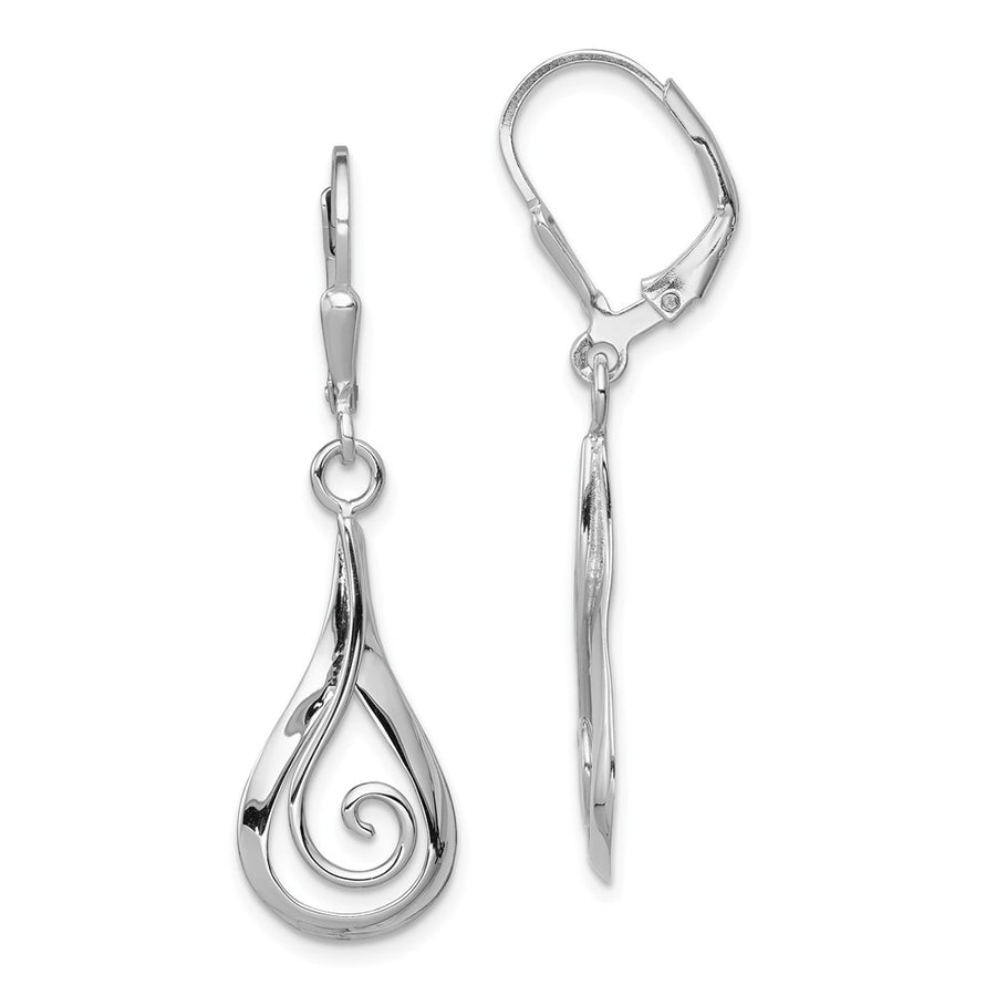 Quality Gold Sterling Silver Rhodium-plated Polished Fancy Dangle Leverback Earrings