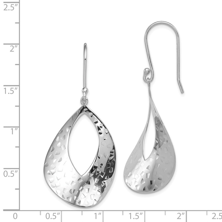 Quality Gold Sterling Silver Rhodium-plated Polished & Textured Dangle Earrings