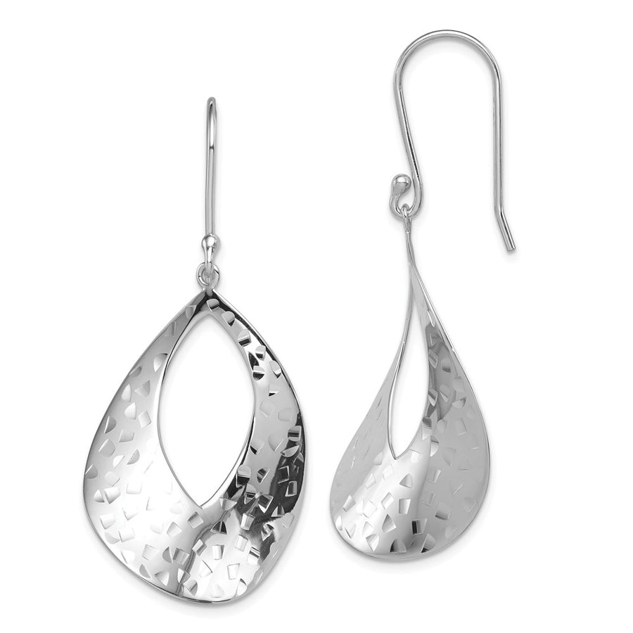 Quality Gold Sterling Silver Rhodium-plated Polished & Textured Dangle Earrings