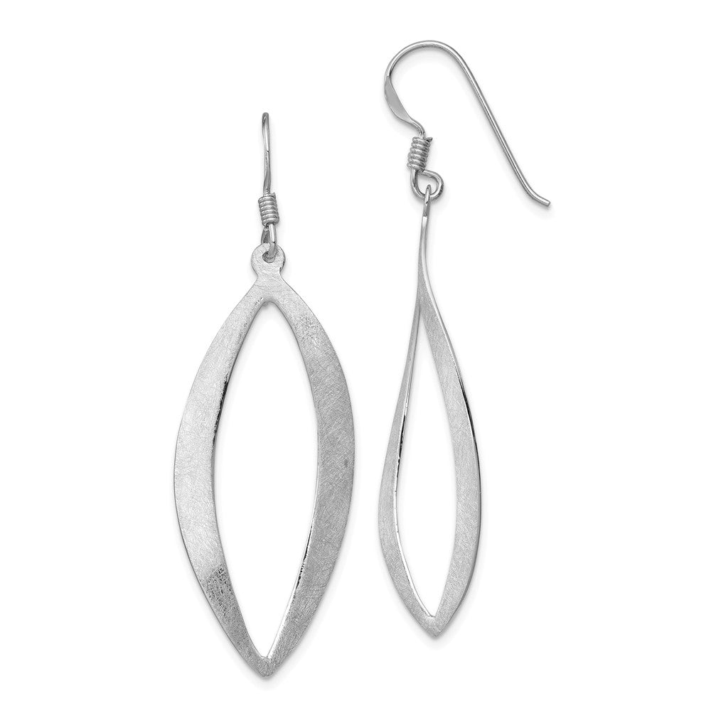 Quality Gold Sterling Silver Rhodium-plated Polished & Scratch Texture Dangle Earrings