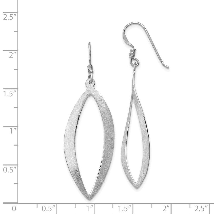 Quality Gold Sterling Silver Rhodium-plated Polished & Scratch Texture Dangle Earrings