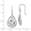 Quality Gold Sterling Silver Rhodium-plated Polished & Textured CZ Dangle Earrings