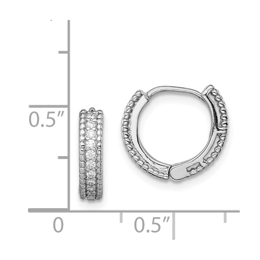 Quality Gold Sterling Silver Rhodium-plated Polished CZ Children's Hinged Hoop Earrings