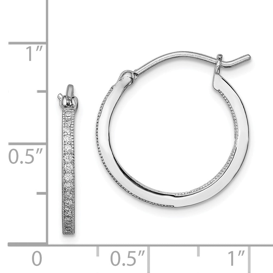 Quality Gold Sterling Silver Rhodium-plated CZ 15mm In & Out Hoop Earrings