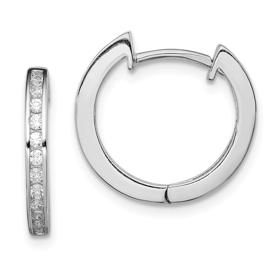 Quality Gold Sterling Silver Rhodium-plated In & Out Pave Hinged Hoop Earrings