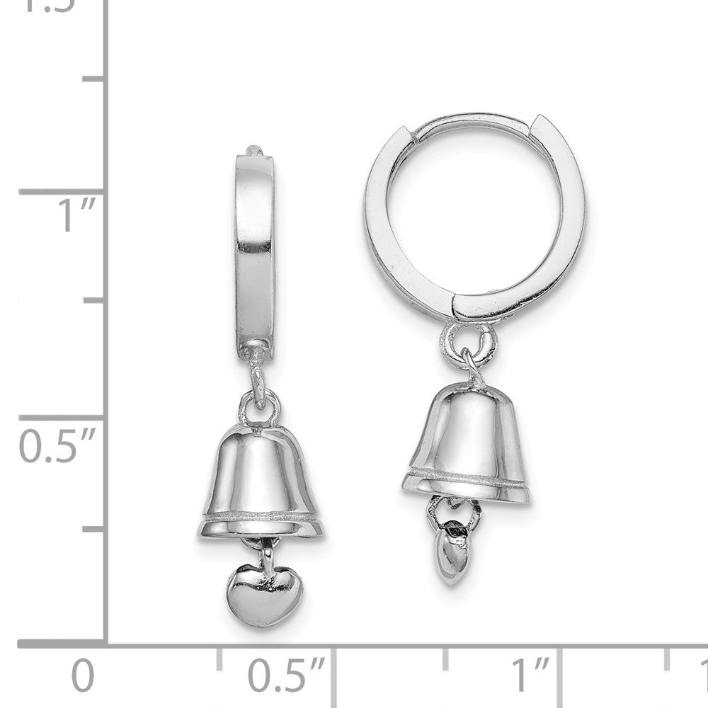 Quality Gold Sterling Silver Rhodium-plated Polished Bell Heart Children Hoop Earrings