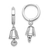 Quality Gold Sterling Silver Rhodium-plated Polished Bell Heart Children Hoop Earrings