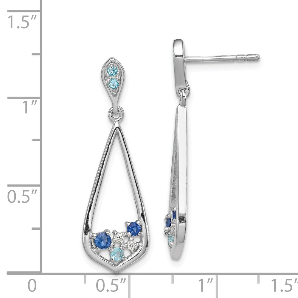 Quality Gold Sterling Silver Rhodium-plated Polished CZ Post Dangle Earrings