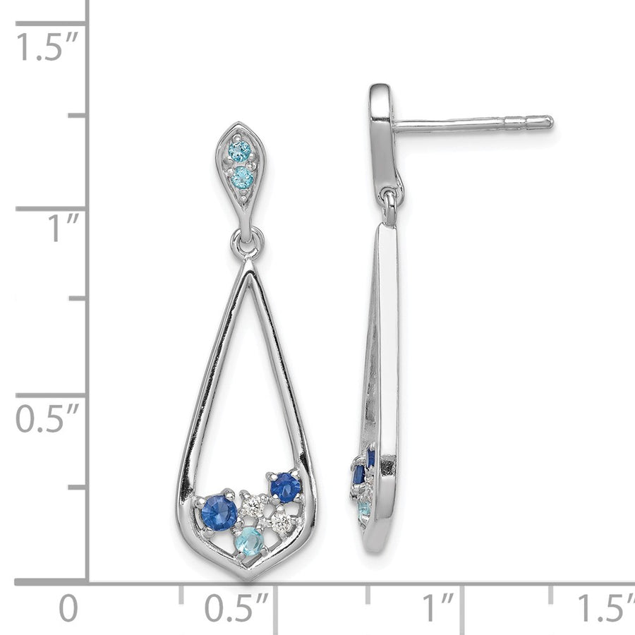 Quality Gold Sterling Silver Rhodium-plated Polished CZ Post Dangle Earrings