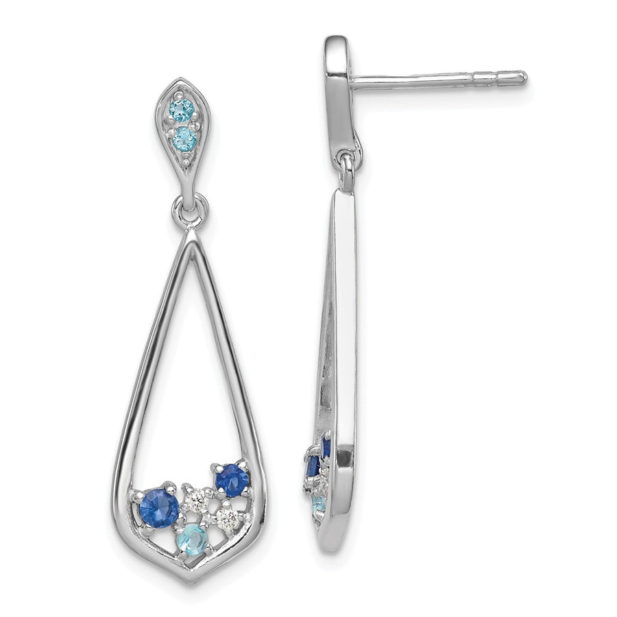 Quality Gold Sterling Silver Rhodium-plated Polished CZ Post Dangle Earrings