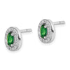 Quality Gold Sterling Silver Rhodium-plated Green & White CZ Oval Stud Earrings