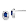 Quality Gold Sterling Silver Rhodium-plated Blue & White CZ Oval Stud Earrings