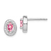 Quality Gold Sterling Silver Rhodium-plated Pink & White CZ Oval Stud Earrings