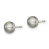 Quality Gold Sterling Silver 5-6mm Grey FW Cultured Button Pearl Stud Earrings