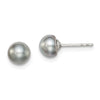 Quality Gold Sterling Silver 5-6mm Grey FW Cultured Button Pearl Stud Earrings