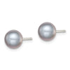 Quality Gold Sterling Silver 7-8mm Grey FW Cultured Button Pearl Stud Earrings