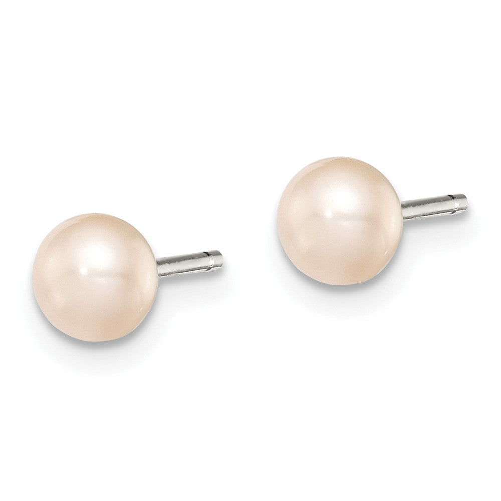 Quality Gold Sterling Silver 4-5mm Pink FW Cultured Button Pearl Stud Earrings