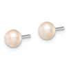 Quality Gold Sterling Silver 4-5mm Pink FW Cultured Button Pearl Stud Earrings