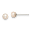 Quality Gold Sterling Silver 4-5mm Pink FW Cultured Button Pearl Stud Earrings