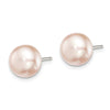 Quality Gold Sterling Silver 8-9mm Purple FW Cultured Button Pearl Stud Earrings