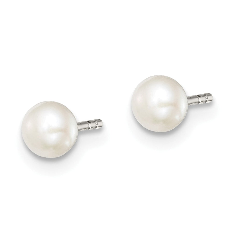 Quality Gold Sterling Silver 3-4mm White FW Cultured Button Pearl Stud Earrings