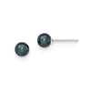 Quality Gold Sterling Silver 5-6mm Black FW Cultured Round Pearl Stud Earrings