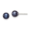 Quality Gold Sterling Silver Black FW Cultured Round Pearl Stud Earrings