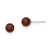 Quality Gold Sterling Silver 6-7mm Coffee FW Cultured Round Pearl Stud Earrings