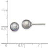 Quality Gold Sterling Silver 7-8mm Grey FW Cultured Round Pearl Stud Earrings